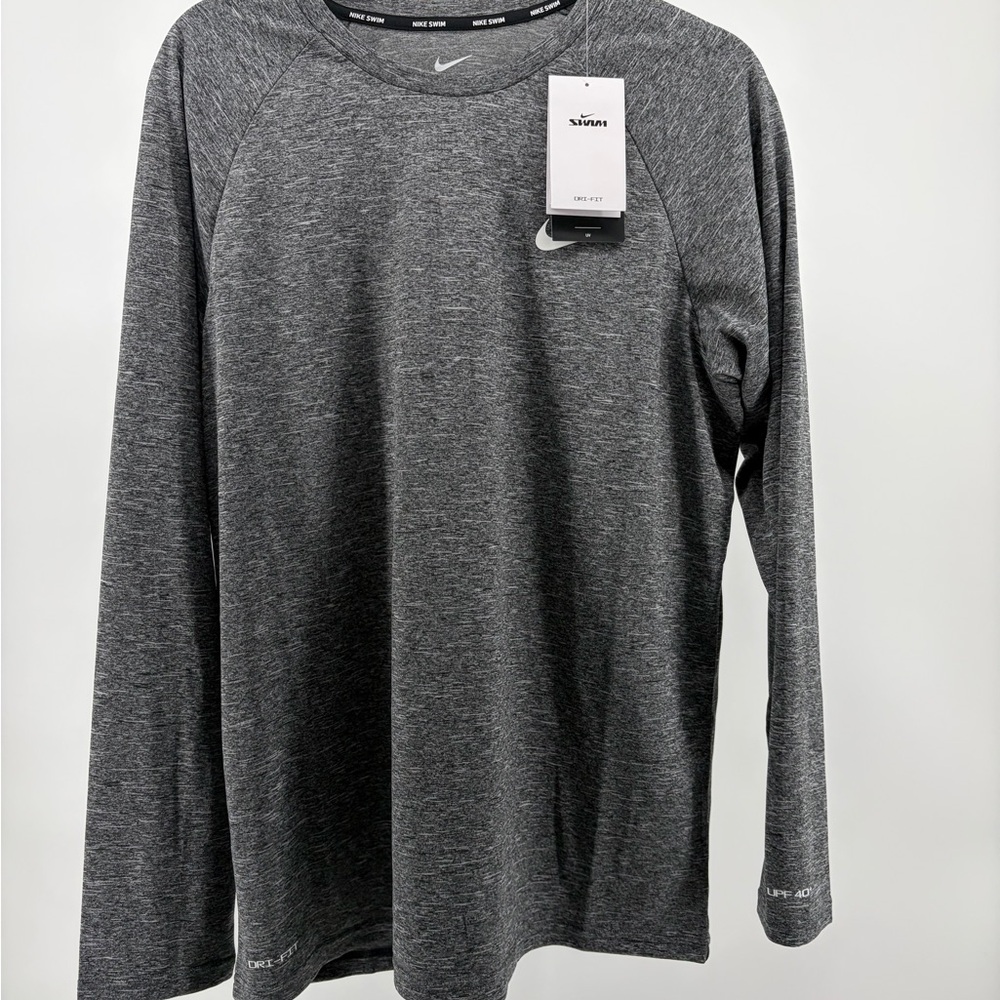 Nike Dri-Fit Swim Long Sleeve Shirt Gray Men's Size‎ Medium UPF 40+ NWT S048